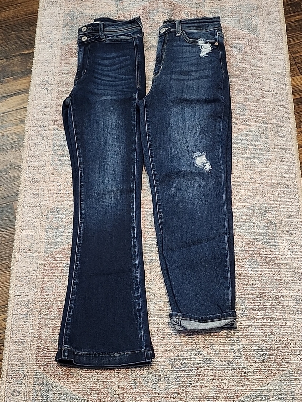 2 Pair Dark Wash KanCan & Judy Blue Women's Distressed Straight-Leg Jeans